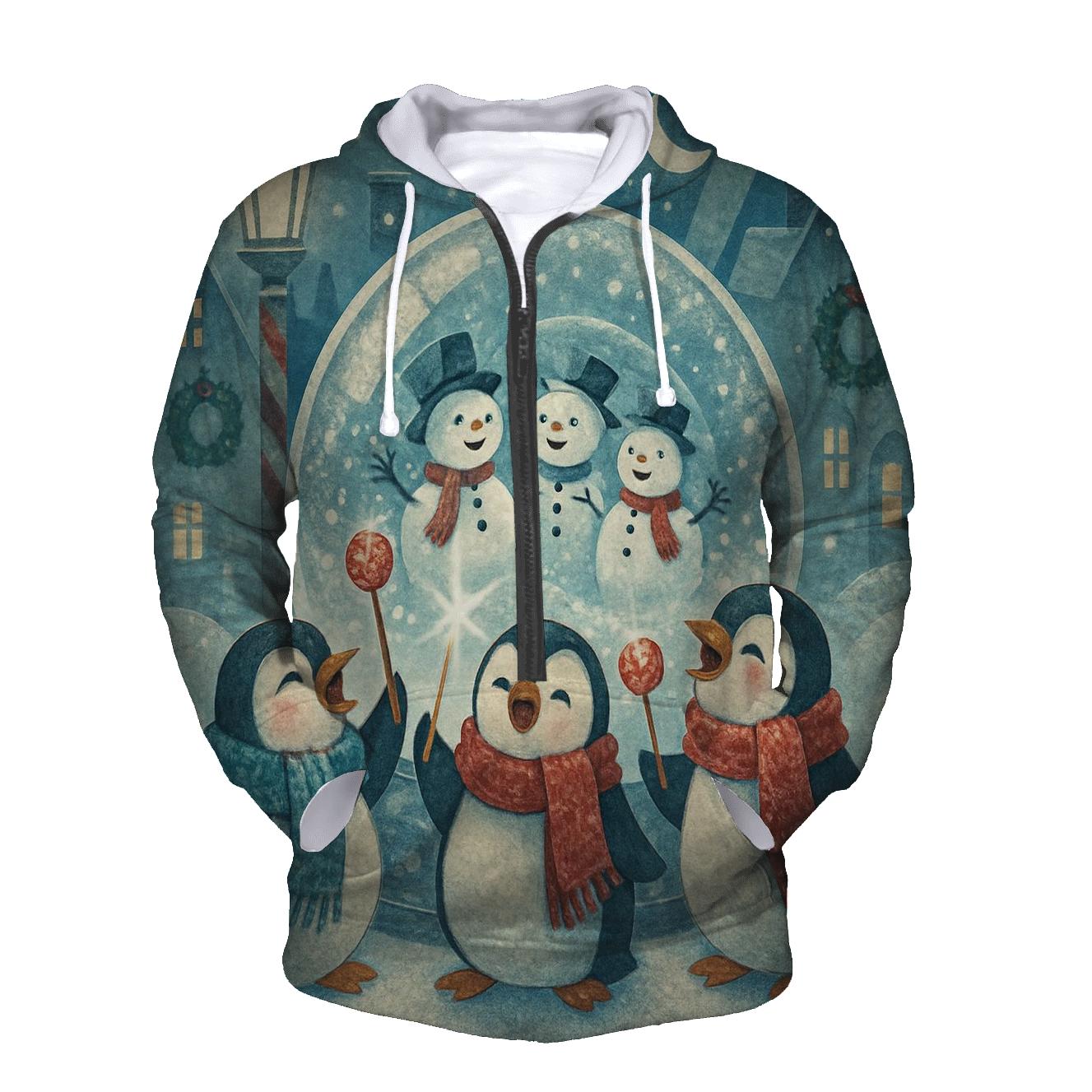 Penguin Carolers In A Snow Globe City heavyweight hoodies