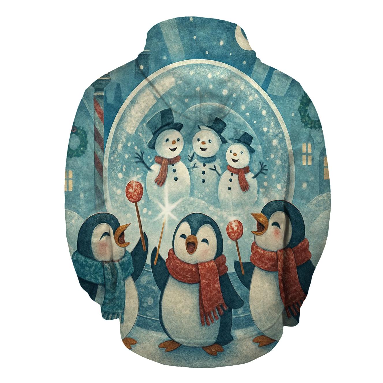 Penguin Carolers In A Snow Globe City heavyweight hoodies