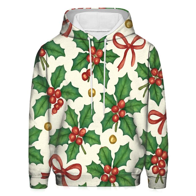 Emerald Holly Ribbon Tessellation On Ivory Background hoodie styles