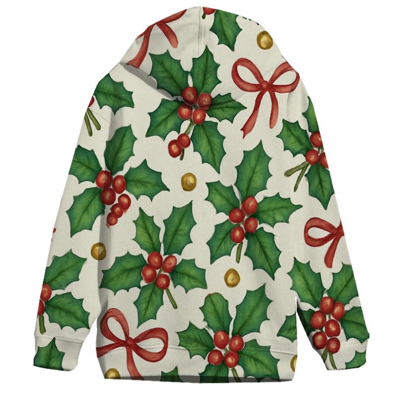 Emerald Holly Ribbon Tessellation On Ivory Background hoodie styles