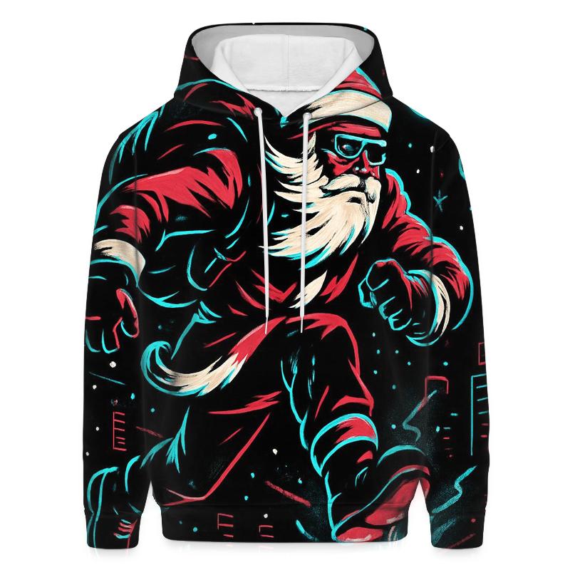 Neon Night Santa On The Rooftop Run pullover hoodies