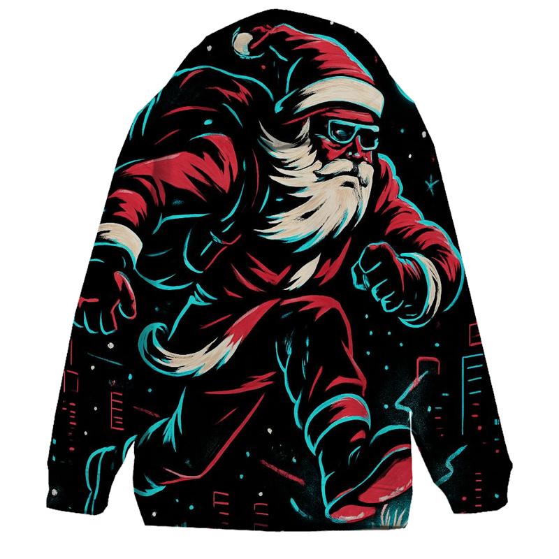 Neon Night Santa On The Rooftop Run pullover hoodies
