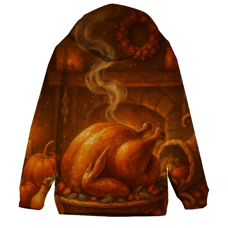 Candlelit Cornucopia Hearth printed hoodies