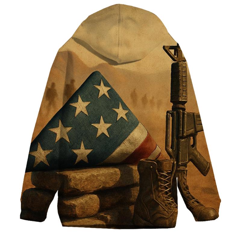 Folding Light Memorial Under Desert Wind embroidered hoodies