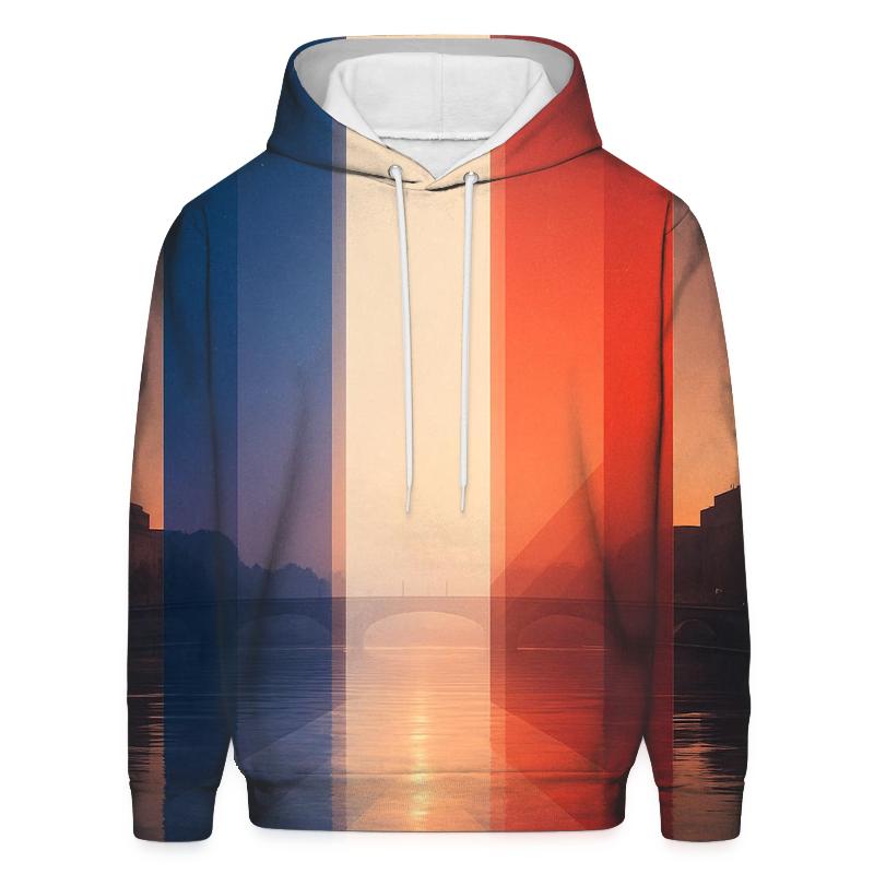 France Geometric Tricolor Skyfall graphic hoodies