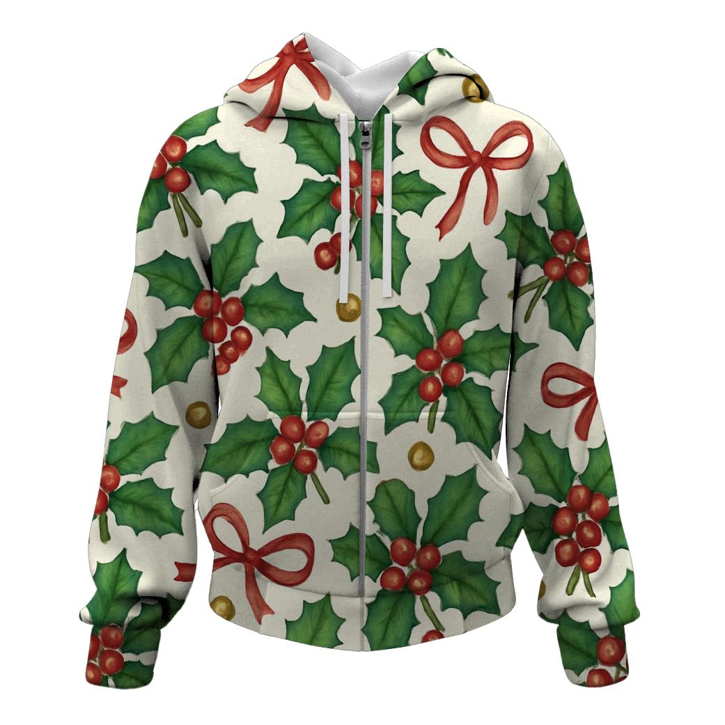 Emerald Holly Ribbon Tessellation On Ivory Background hoodie trends