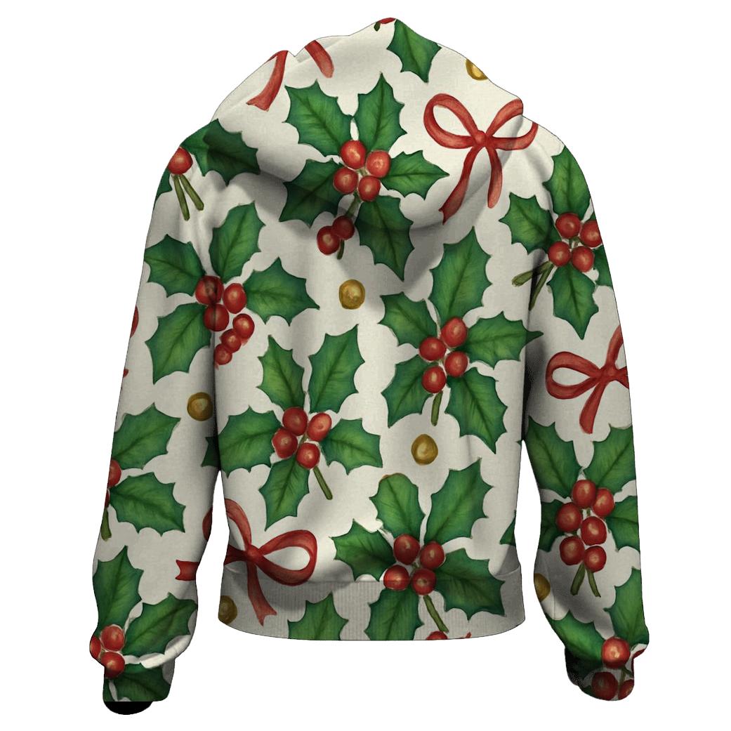 Emerald Holly Ribbon Tessellation On Ivory Background hoodie trends