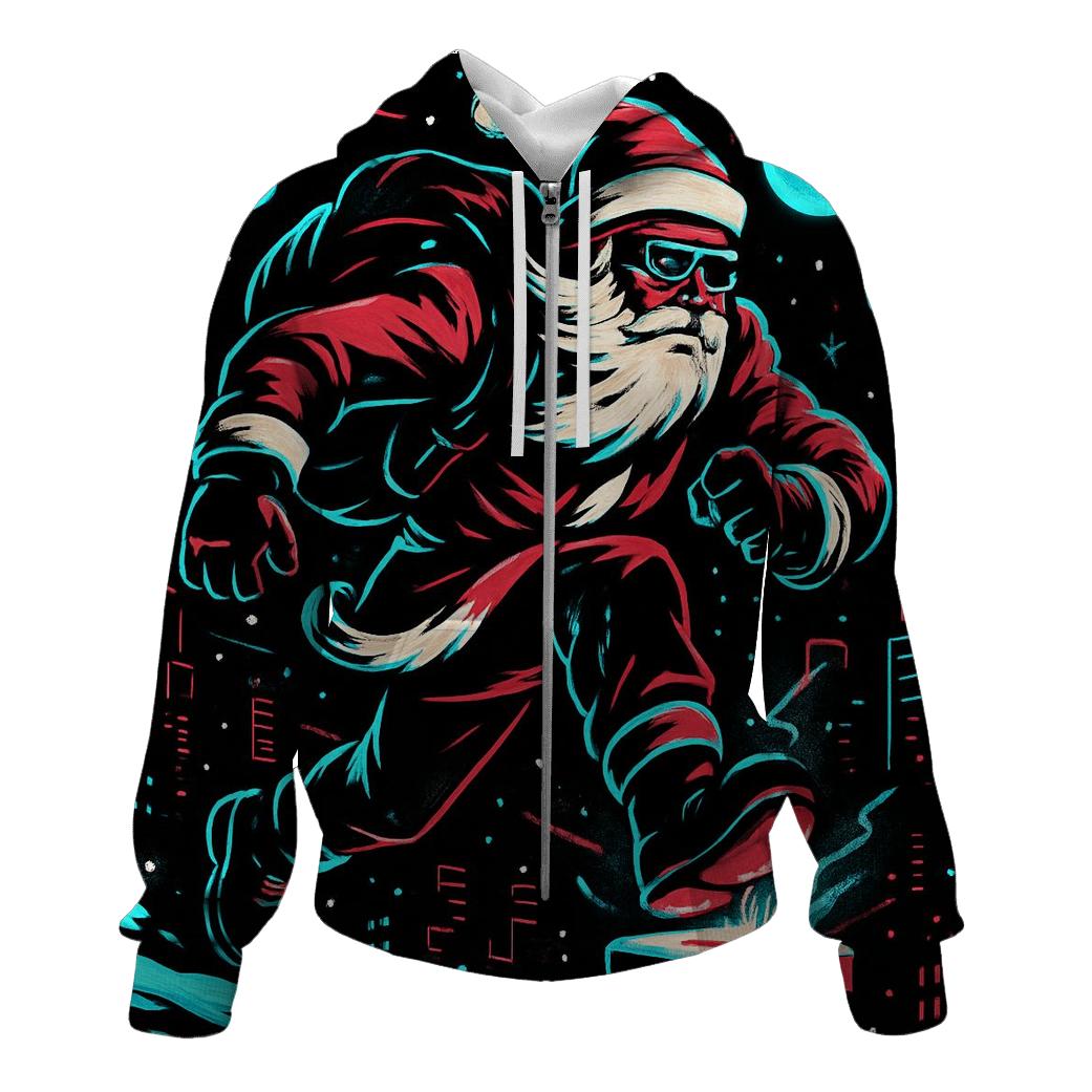 Neon Night Santa On The Rooftop Run pullover hoodies