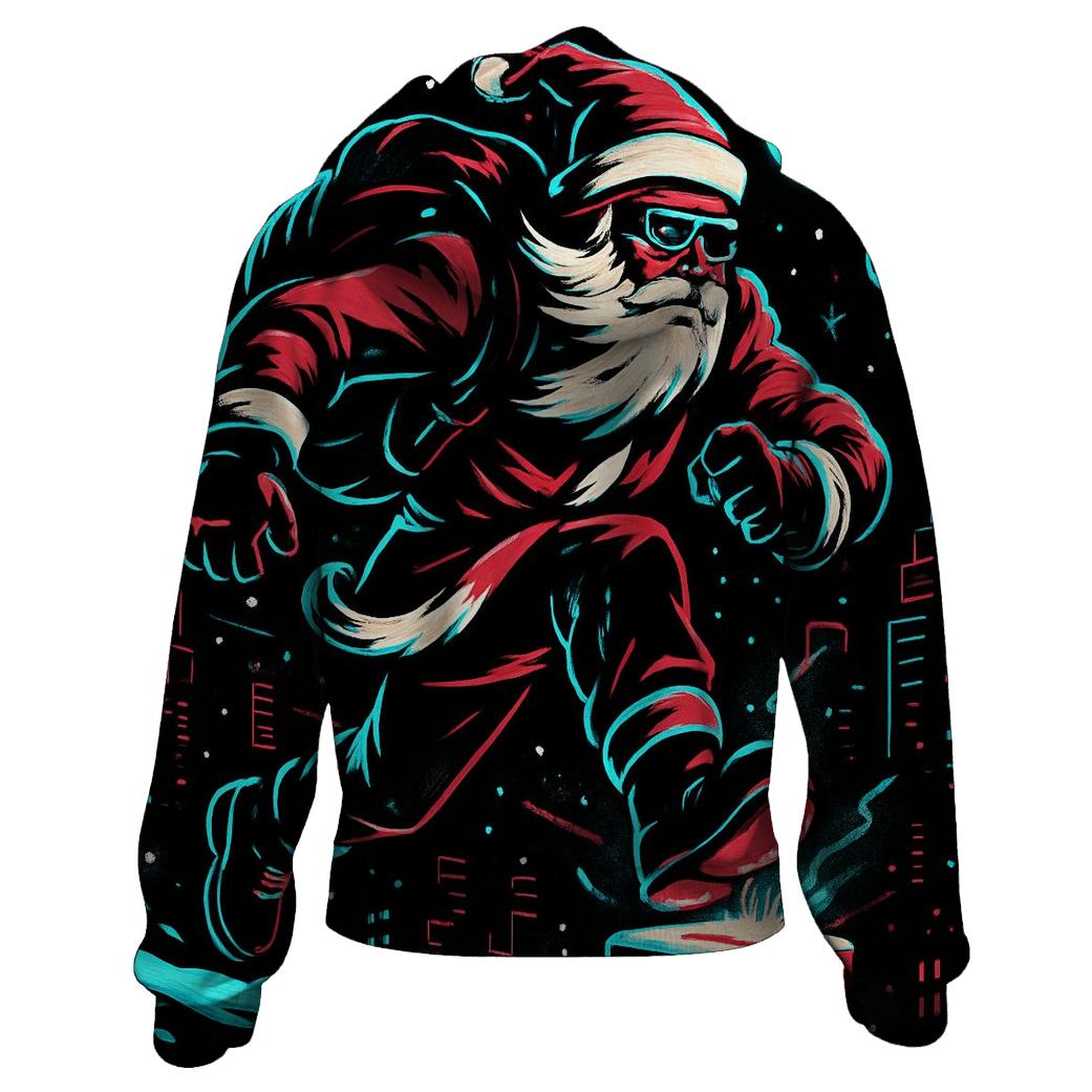 Neon Night Santa On The Rooftop Run pullover hoodies