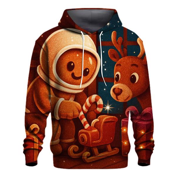 Gingerbread Astronaut Sleigh Repair embroidered hoodies