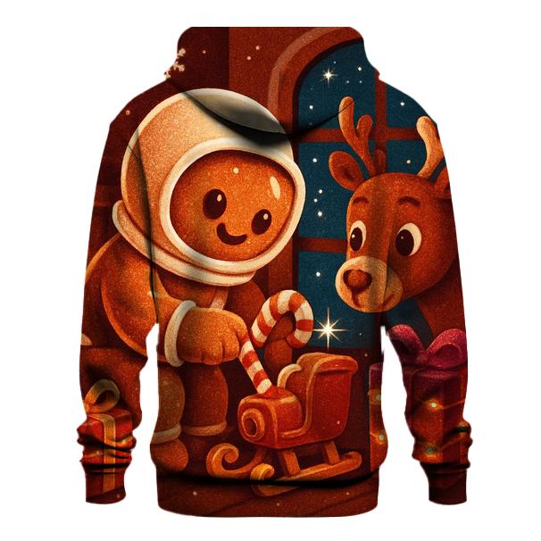 Gingerbread Astronaut Sleigh Repair embroidered hoodies
