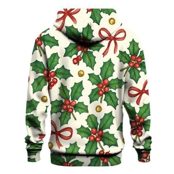 Emerald Holly Ribbon Tessellation On Ivory Background pullover hoodies