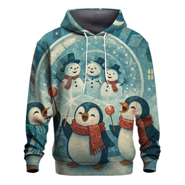 Penguin Carolers In A Snow Globe City zip-up hoodies