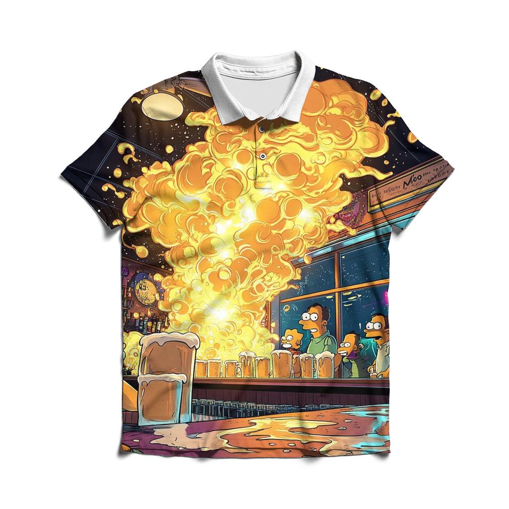 Moes Tavern Neon Foam Meltdown embroidered polo tops