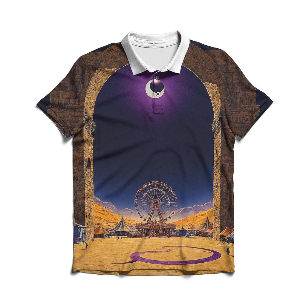 Salvador Dali Inspired Eclipse Carnival In A Desert City casual sports polo shirts