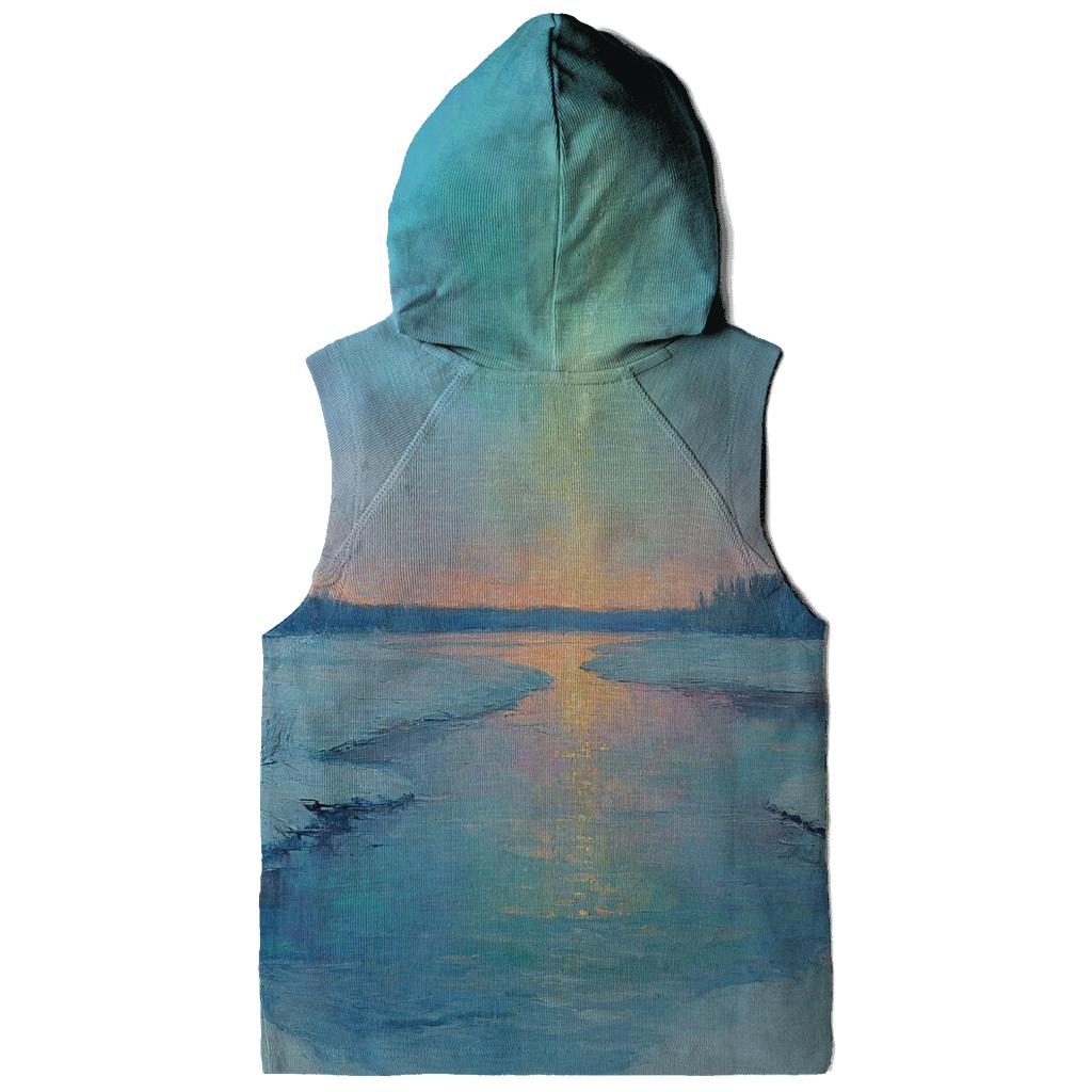 Claude Monet Inspired Aurora Over Winter River hoodies fashion