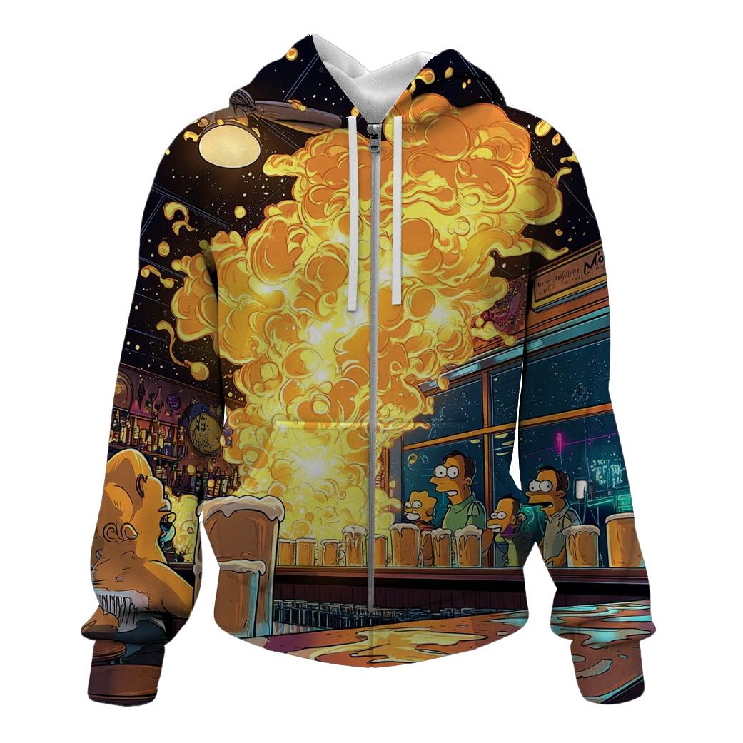 Moes Tavern Neon Foam Meltdown zip-up hoodies