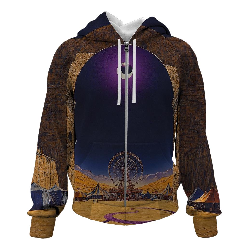 Salvador Dali Inspired Eclipse Carnival In A Desert City embroidered hoodies