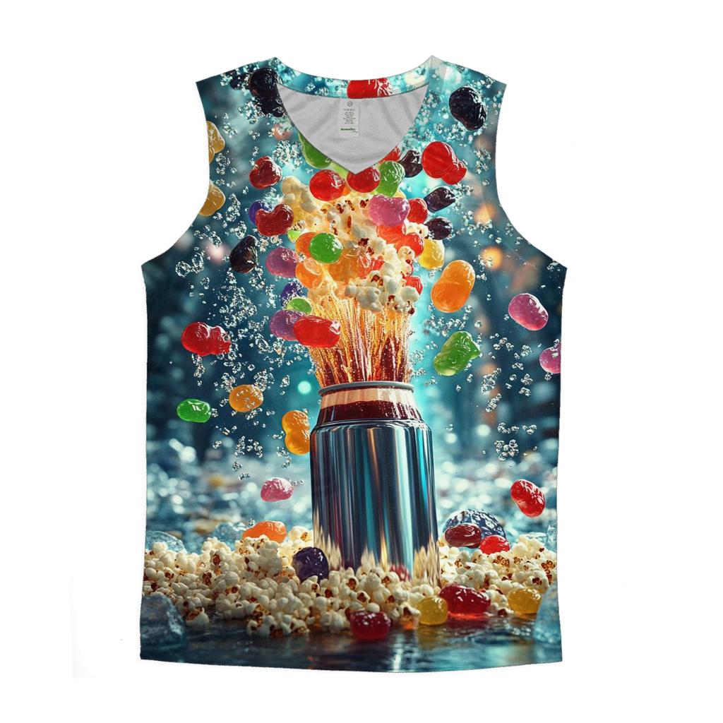 Neon Soda Geyser Candy Carnival graphic print tank tops