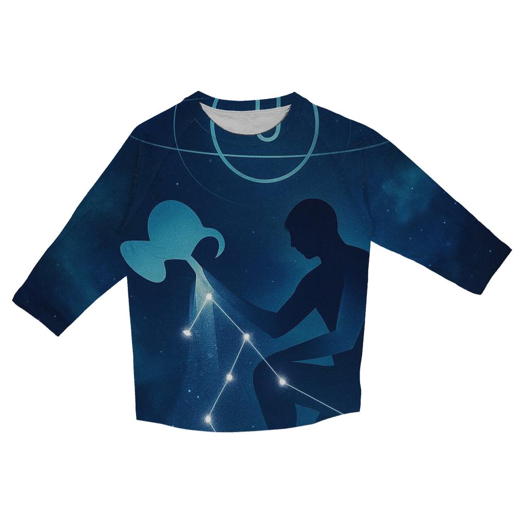 Aquarius Uranus Retrograde Star Pourer printed three quarter sleeve shirts