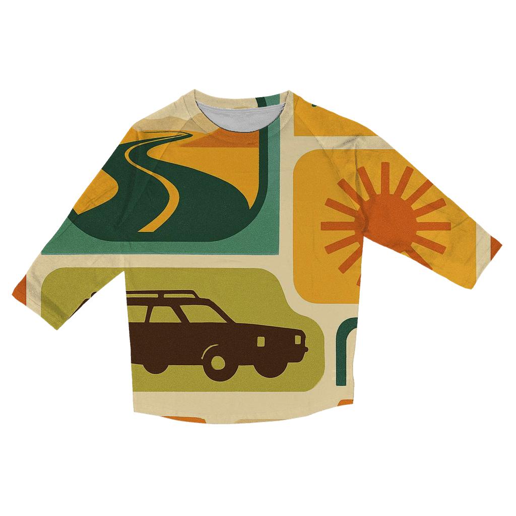 Seventies Road Trip Postcard Collage stylish quarter sleeve tops