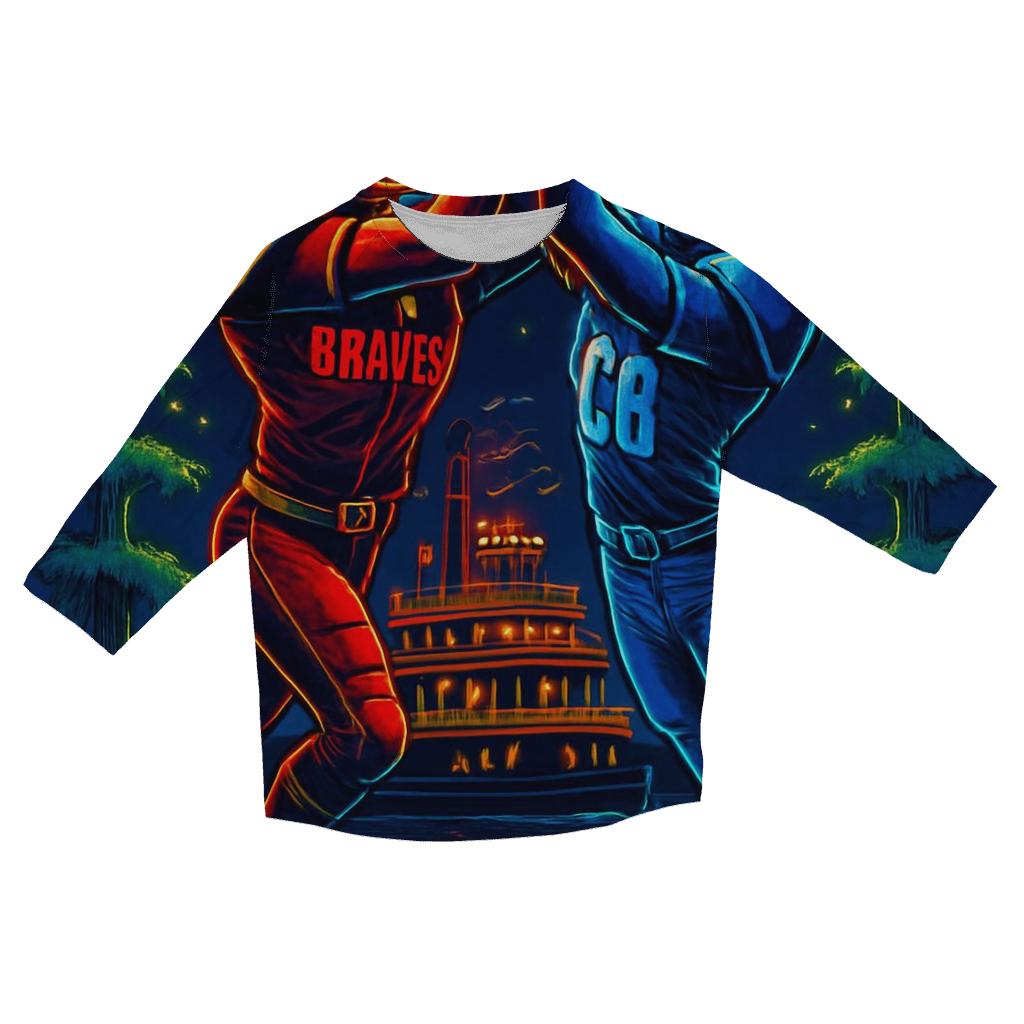 Neon Bayou Night Fight Braves Versus Cubs fashion 3/4 sleeve shirts