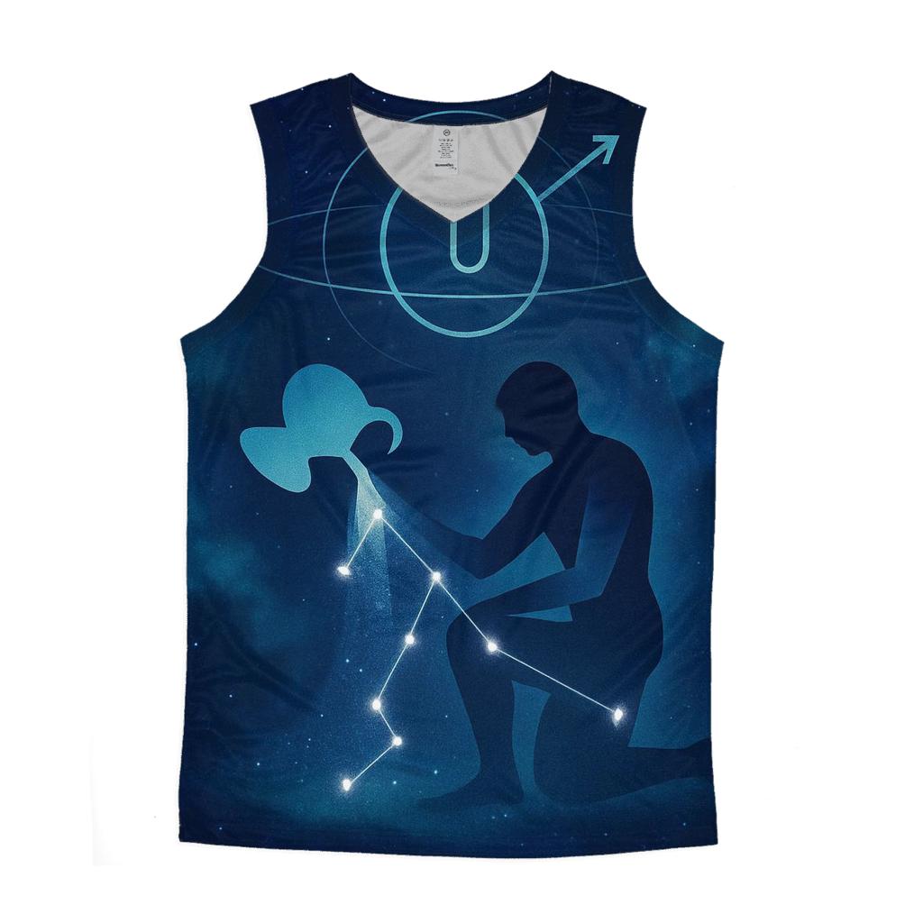 Aquarius Uranus Retrograde Star Pourer graphic print tank tops