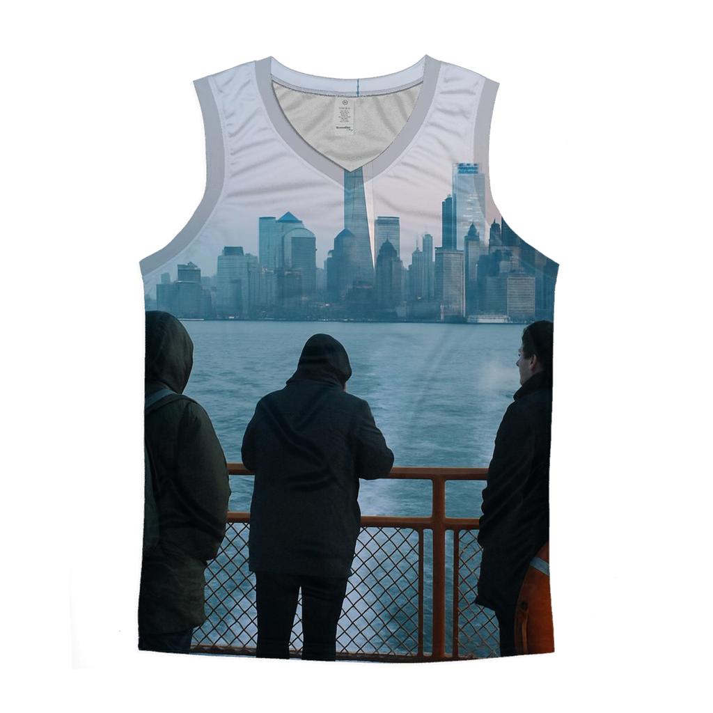 First Ferry Light Over Lower Manhattan graphic print tank tops