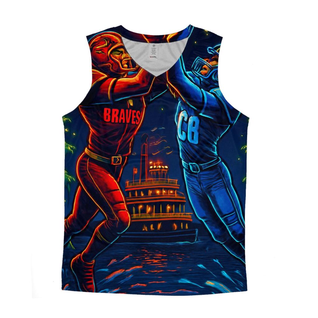 Neon Bayou Night Fight Braves Versus Cubs graphic print tank tops
