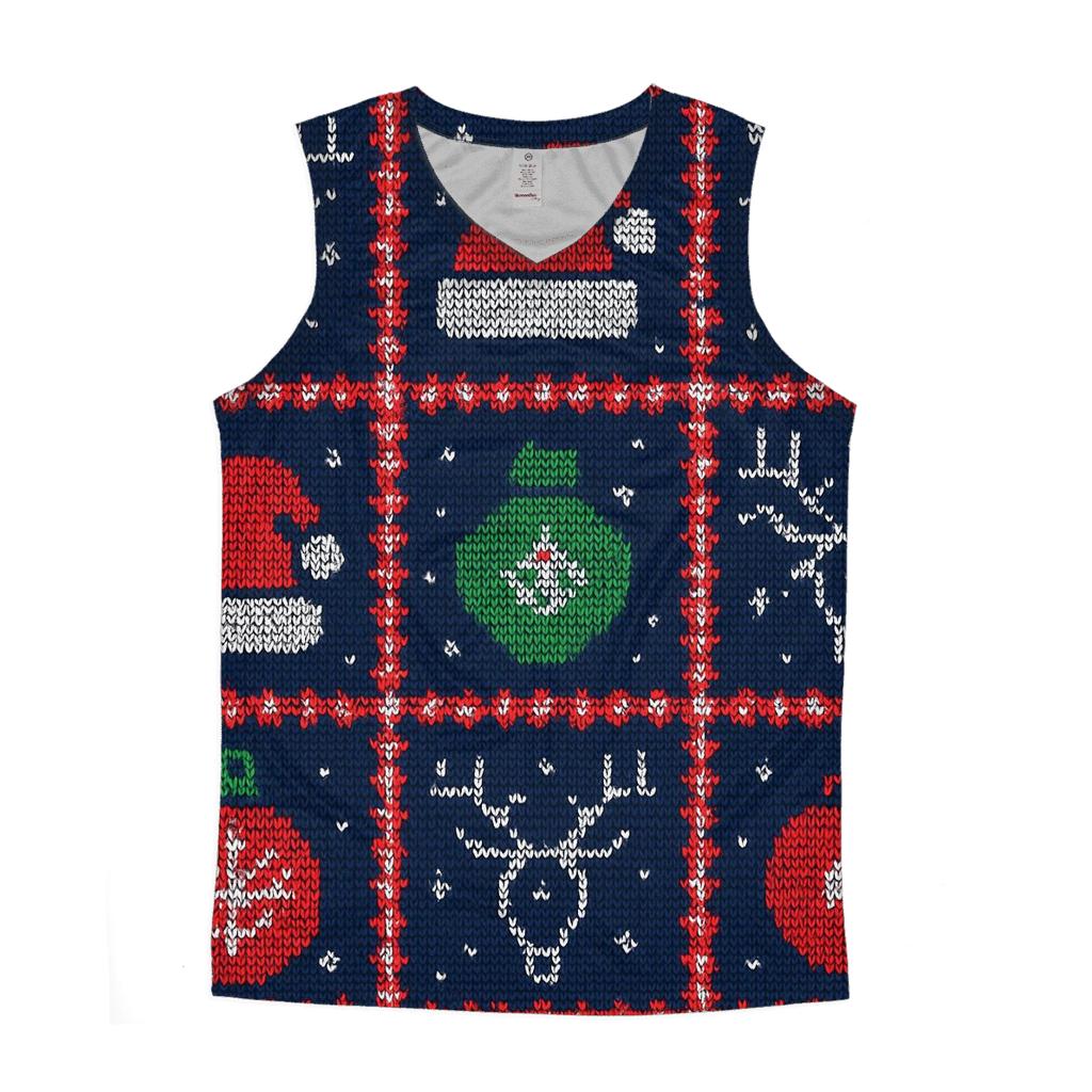 Cosmic Caroler Reindeer Constellation Grid Design personalized athletic tanks