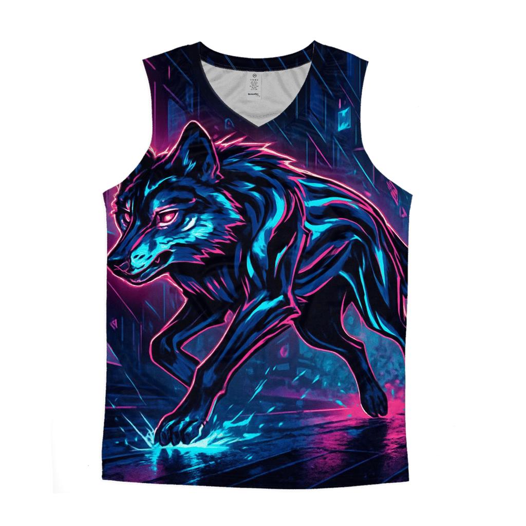 Neon Alley Mirror Shard Wolf cotton sleeveless tops