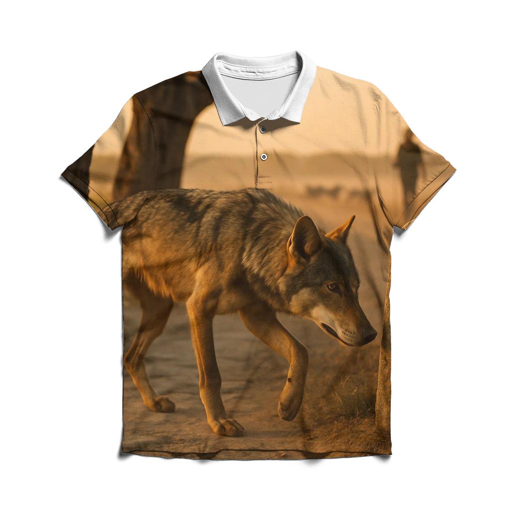 Iberian Wolf Along The Transhumance Stone Way embroidered polo tops