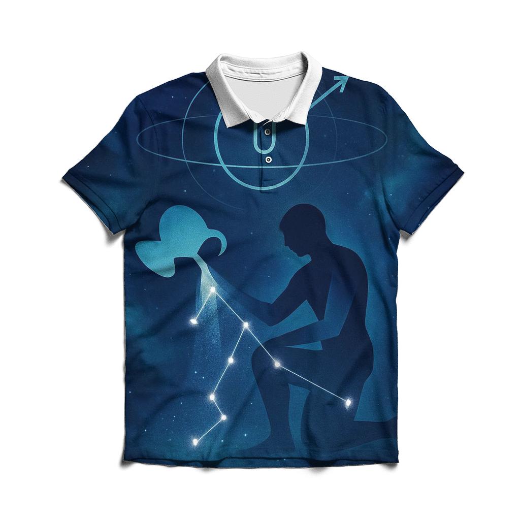 Aquarius Uranus Retrograde Star Pourer custom polo shirts