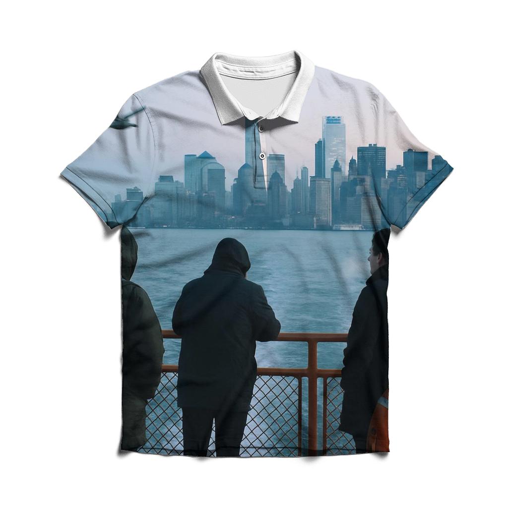 First Ferry Light Over Lower Manhattan stylish collar polo tees