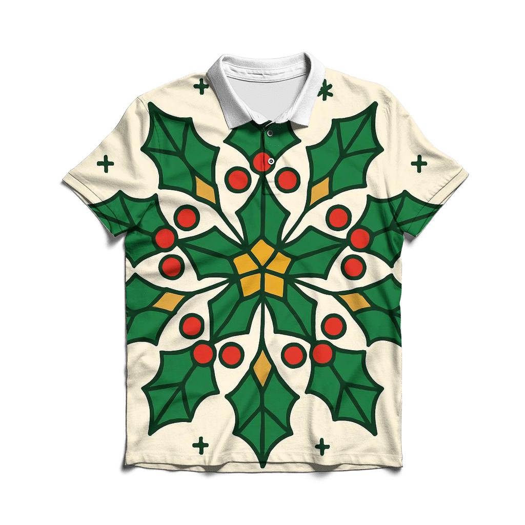 Celestial Holly Star Lattice branded logo polo shirts
