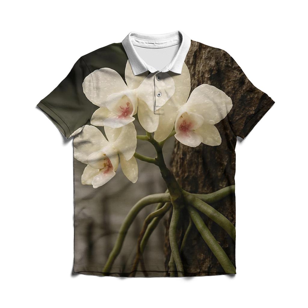 Epiphyte Orchid Roots On Mangrove Bark After Rain premium cotton polo shirts