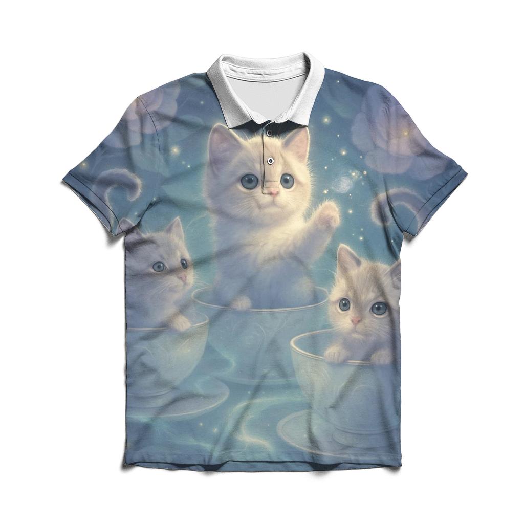 Moonlit Teacup Kitten Carousel classic pique polos
