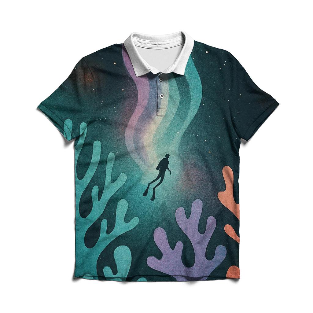 Aurora Reef Cosmic Collage casual sports polo shirts