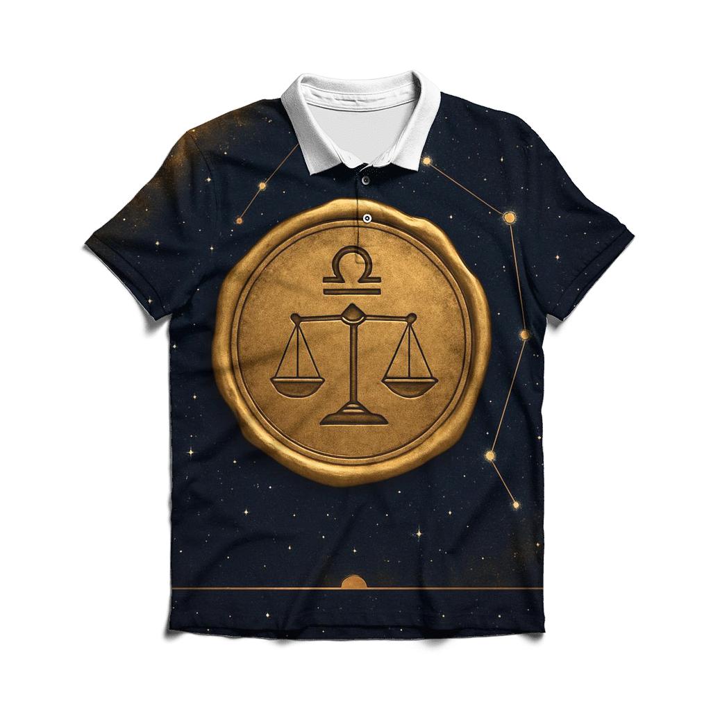 Libra Equinox Scales Constellation Seal custom polo shirts