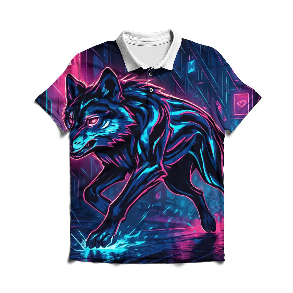 Neon Alley Mirror Shard Wolf classic pique polos