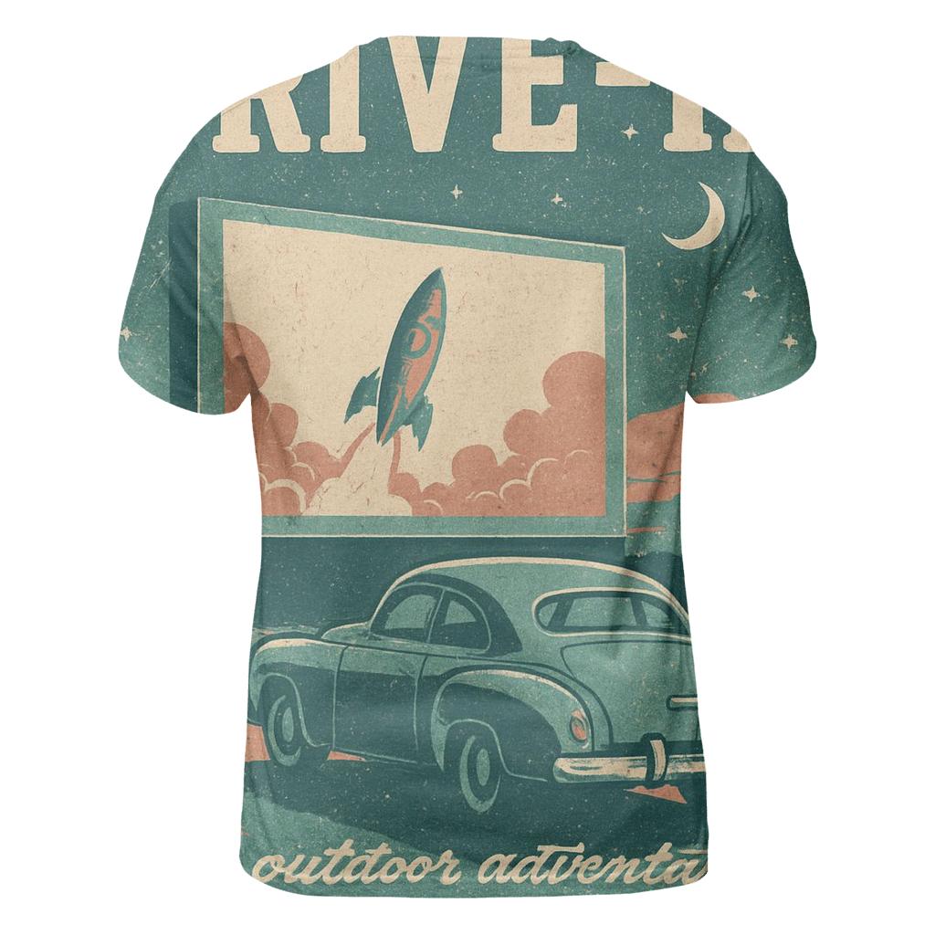 Weathered Space Age Drive In Cinema Poster artistic all-over print tops