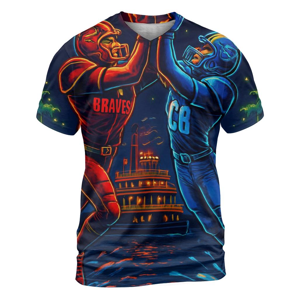 Neon Bayou Night Fight Braves Versus Cubs statement graphic shirts