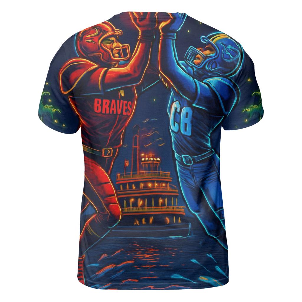 Neon Bayou Night Fight Braves Versus Cubs statement graphic shirts