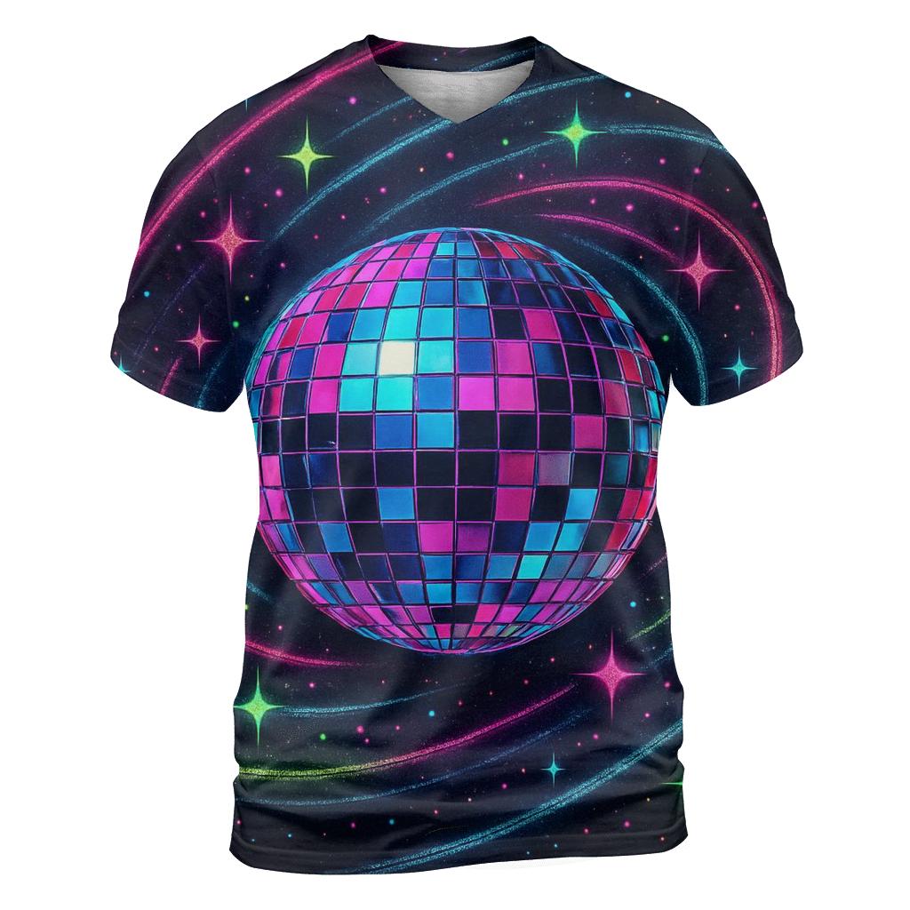 Neon Disco Orbital vibrant all-over design tees
