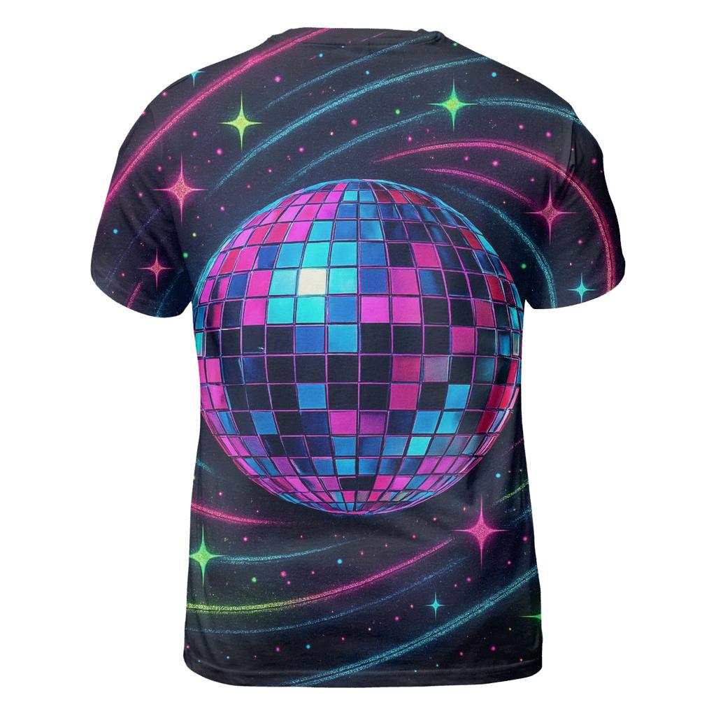 Neon Disco Orbital vibrant all-over design tees