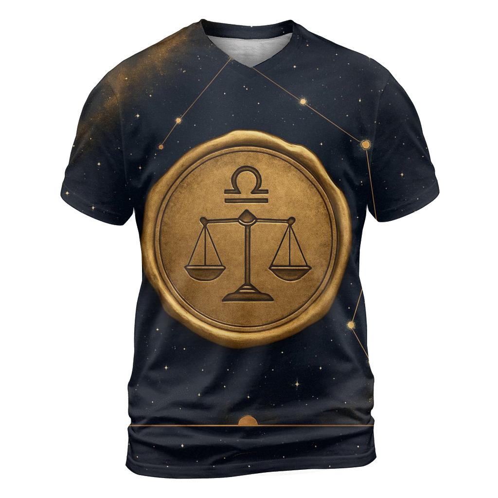 Libra Equinox Scales Constellation Seal artistic all-over print tops
