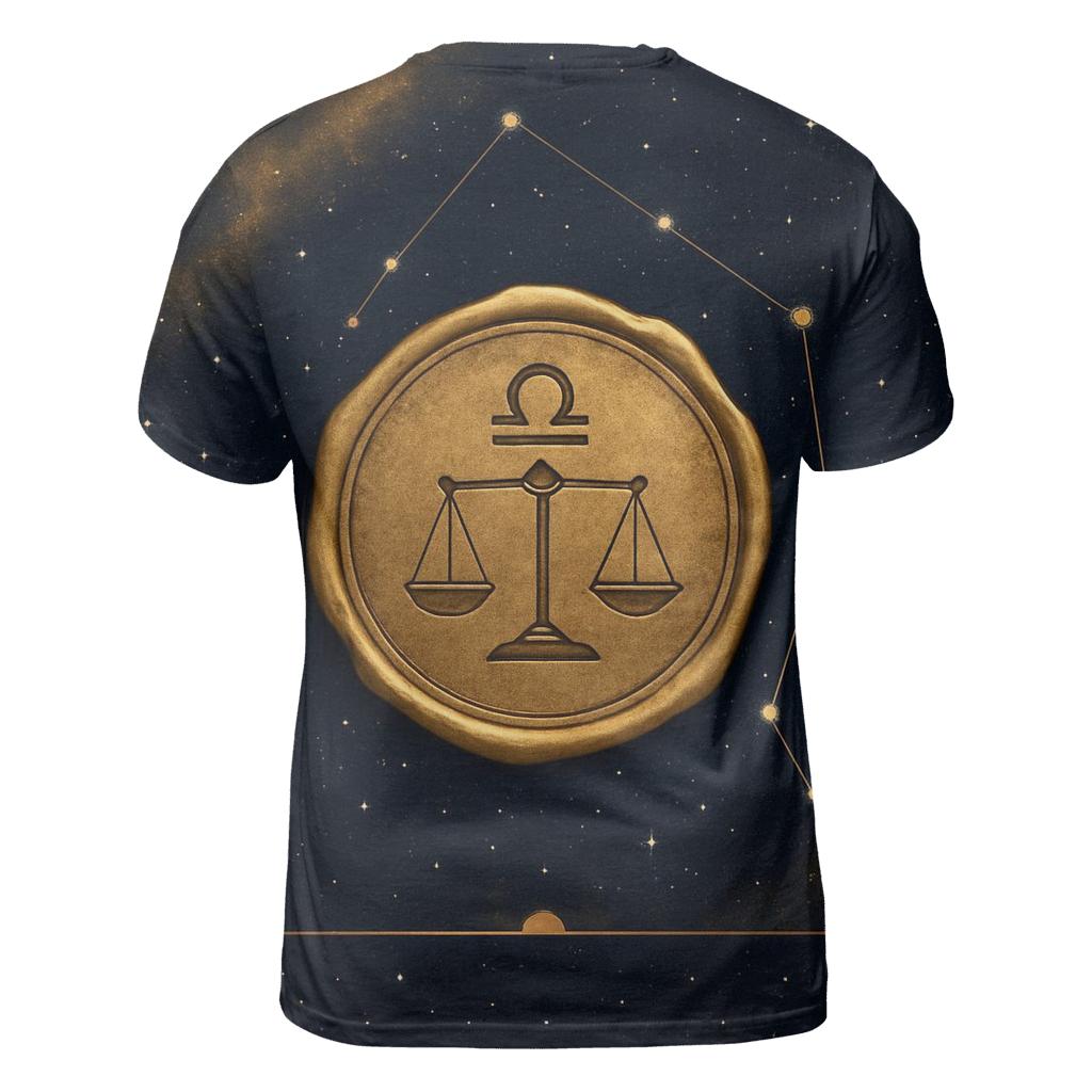 Libra Equinox Scales Constellation Seal artistic all-over print tops