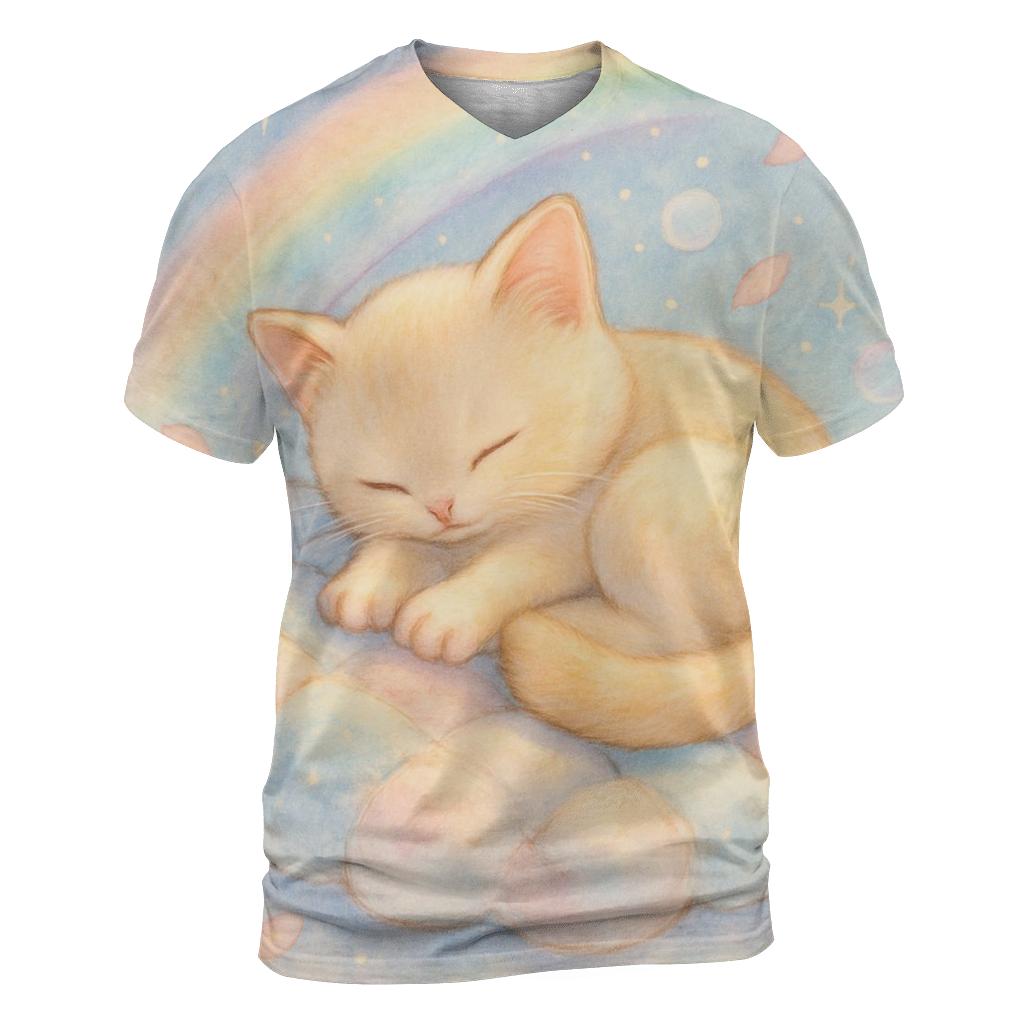Aurora Quilt Cloud Kitten artistic all-over print tops