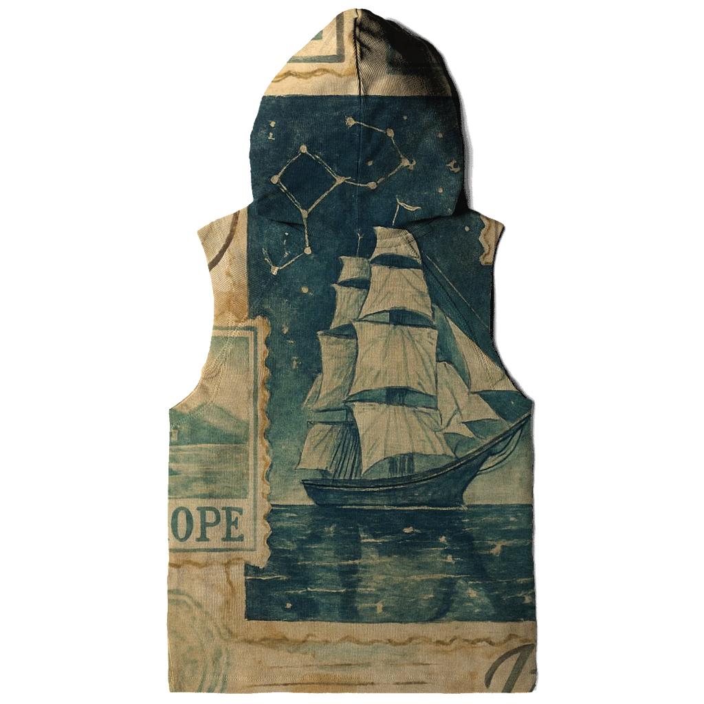 Faded Cosmic Maritime Travel Stamp Collage designer hoodies