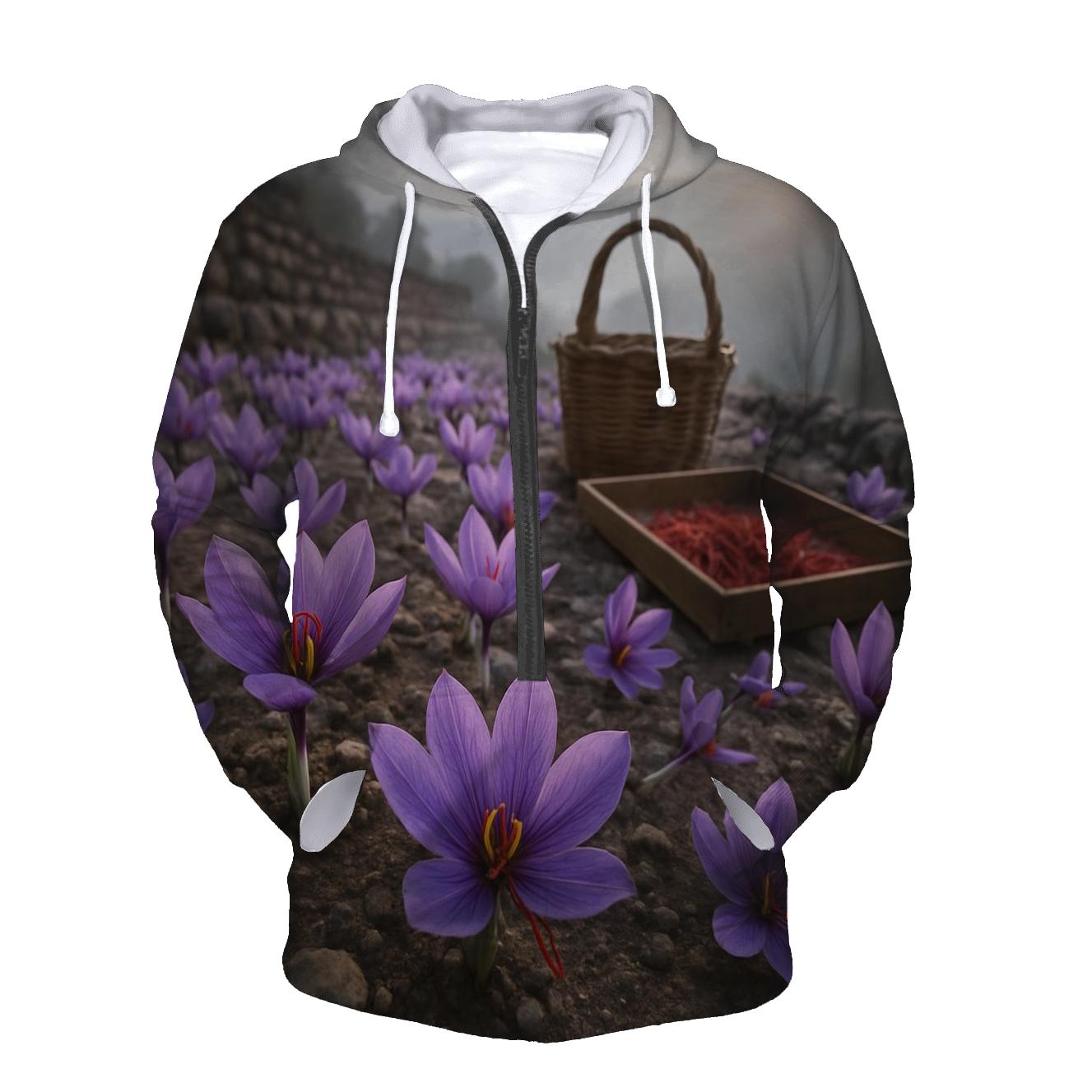 Saffron Crocus Harvest In A Stone Terrace Field lightweight hoodies